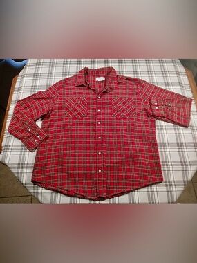 Vintage NWT Haband “Casual Joe” Red Plaid Cotton Button-Down Shirt